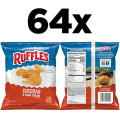Ruffles Cheddar & Sour Cream Flavored Potato Chips, 1.5 Ounce (Pack of 64)