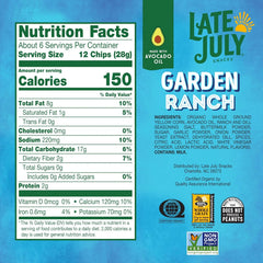 LATE JULY Snacks Garden Ranch Tortilla Chips, 6 Oz Bag