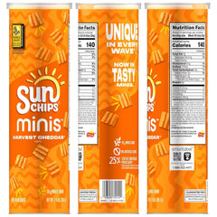 SunChips Minis, Harvest Cheddar Whole Grain Chips, 3.75 oz Canister