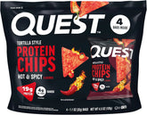 Quest Nutrition Tortilla Style Protein Chips, Hot & Spicy, 19g of Protein, 4g Net Carbs, High Protein, Gluten Free, 1.1 Ounce, 4 count