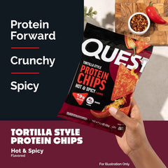 Quest Nutrition Tortilla Style Protein Chips, Hot & Spicy, 19g of Protein, 4g Net Carbs, High Protein, Gluten Free, 1.1 Ounce (Pack of 12)
