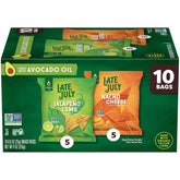LATE JULY Snacks Variety Pack Tortilla Chips, 0.9 Oz 10 Count Snack Bags