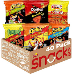 Frito Lay Flamin' Hot Mix, 6 Flavor Single Serve Cheetos, Doritos, Chester's & Funyuns Variety Pack, (40 Count)