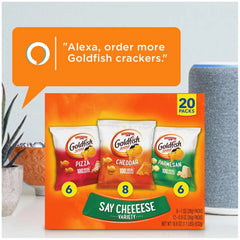 Goldfish Crackers Say Cheeeese Variety Pack with Cheddar, Pizza and Parmesan, Snack Packs, 20 Ct (Pack of 2)