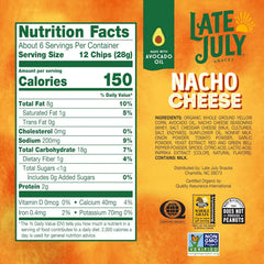 LATE JULY Snacks Nacho Cheese Tortilla Chips, 6 Oz Bag