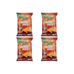 Late July Snacks Smoked BBQ Tortilla Chips, 6 Oz Bag (Pack of 4)