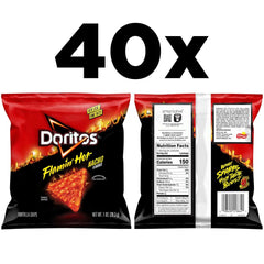 Doritos Flavored Tortilla Chips, Flamin' Hot Nacho, 1 Ounce (Pack of 40)