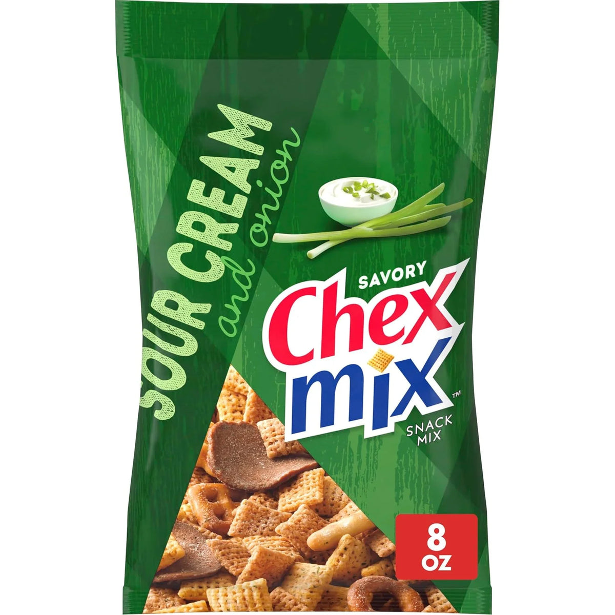 Chex Mix Sour Cream and Onion Snack Mix, Savory Snack Bag, 8 oz