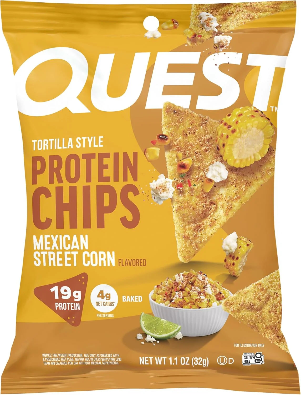 Quest Nutrition Tortilla Style Protein Chips, Mexican Street Corn Flavor, High Protein, Low Carb, Gluten Free, 1.1 Ounce (Pack of 12)