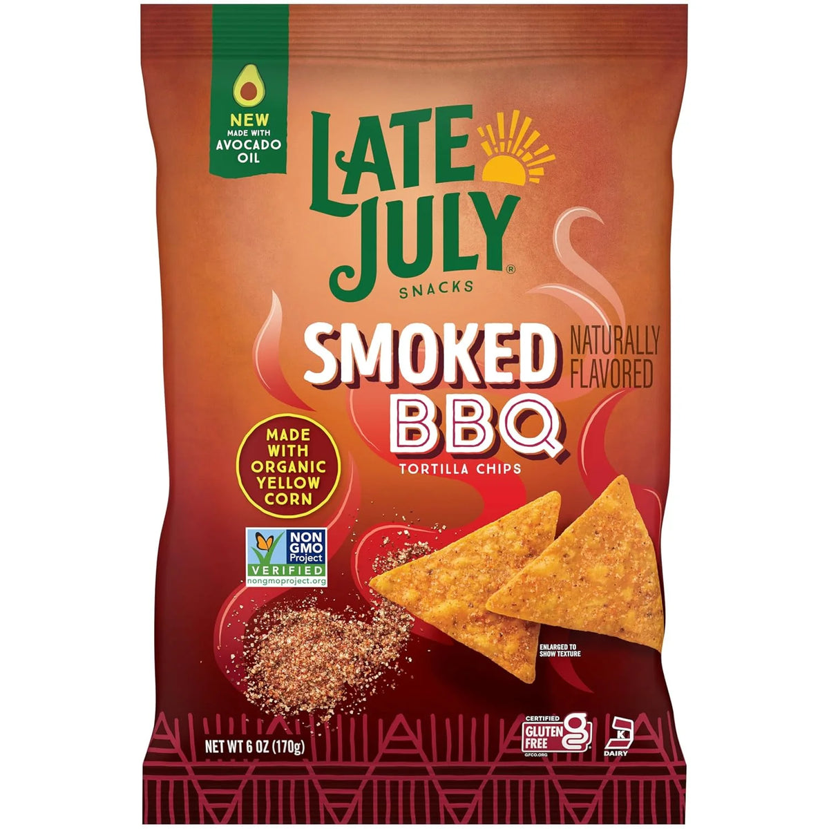 Late July Snacks Smoked BBQ Tortilla Chips, 6 Oz Bag
