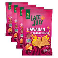 LATE JULY Snacks Hawaiian Habanero Tortilla Chips, 6 Oz Bag (Pack of 4)