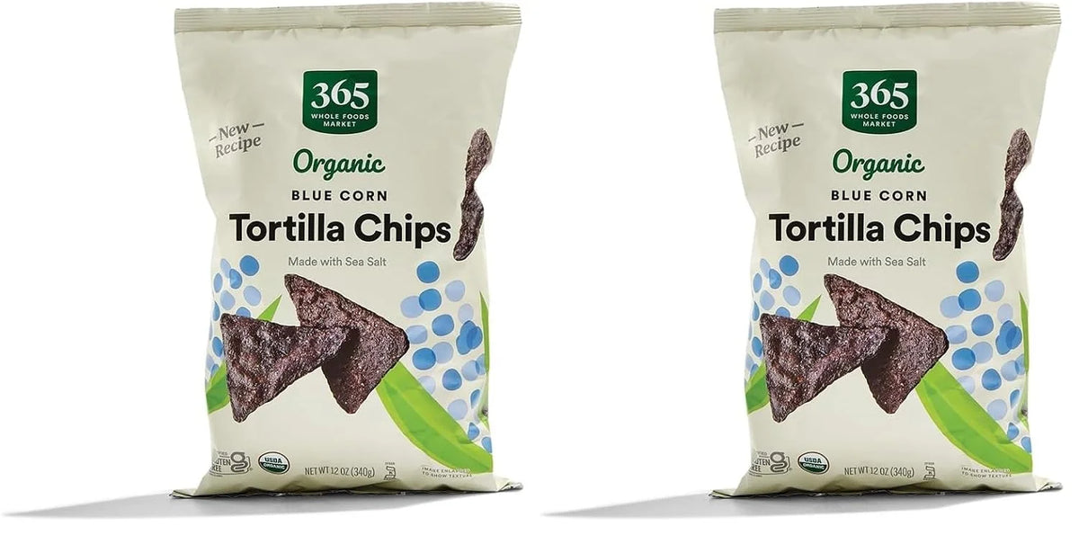 365 by Whole Foods Market, Organic Blue Corn Tortilla Chips, 12 Ounce (Pack of 2)