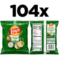 Lay's Potato Chips, Sour Cream & Onion, 1 Ounce (Pack of 104)