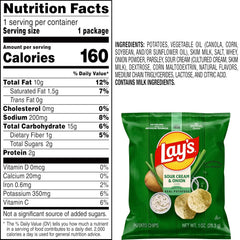 Lay's Potato Chips, Sour Cream & Onion, 1 Ounce (Pack of 104)
