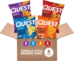 Quest Nutrition Tortilla Style Protein Chips, Salty Snack Variety Pack, Pizza, Loaded Taco, Nacho Cheese, Ranch, High Protein Snack, Low Carb, Gluten Free, 1.1 oz (Pack of 8) 2 each flavor