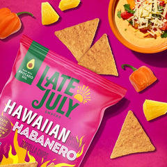 LATE JULY Snacks Hawaiian Habanero Tortilla Chips, 6 Oz Bag (Pack of 4)