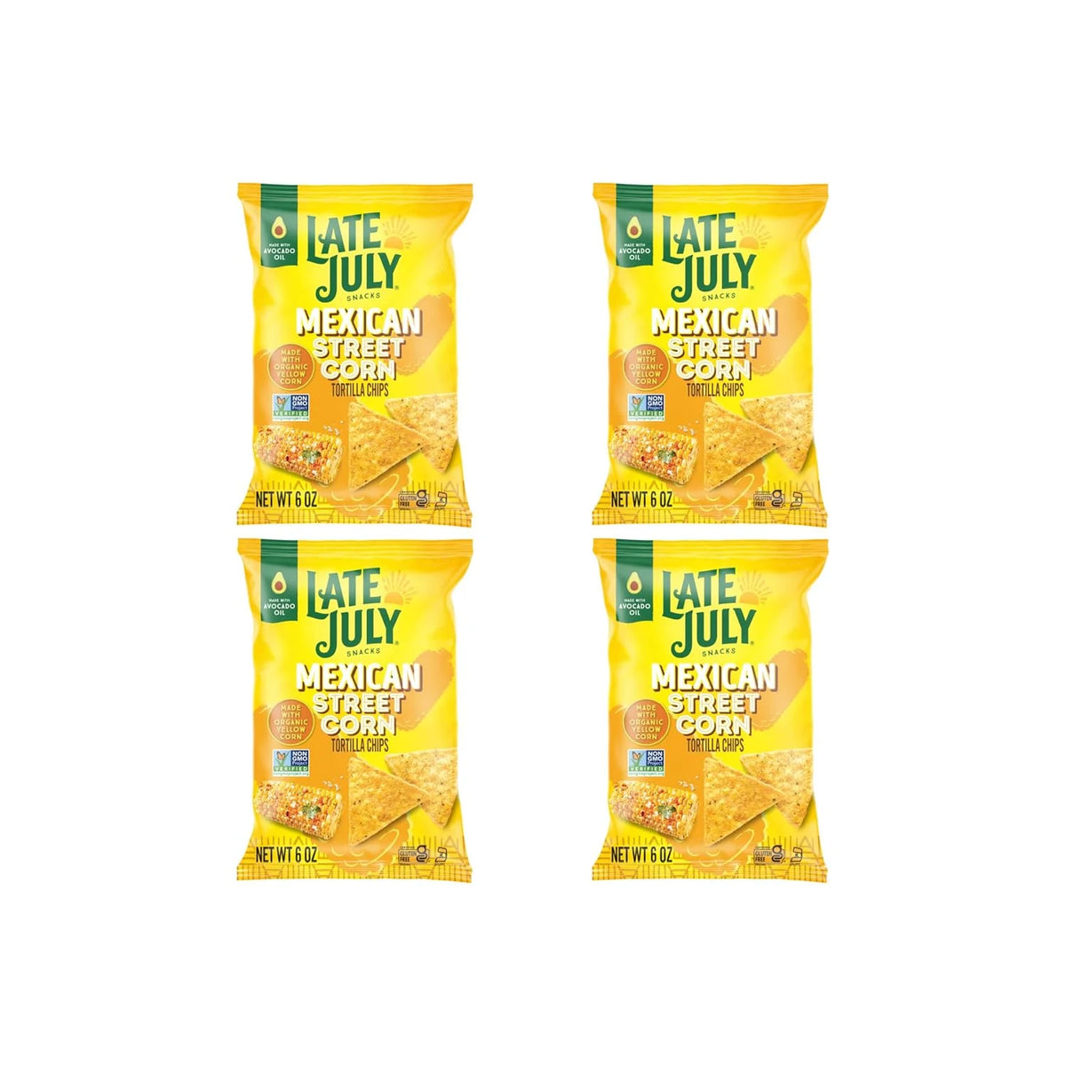 LATE JULY Snacks Mexican Street Corn Tortilla Chips, 6 Oz Bag (Pack of 4)