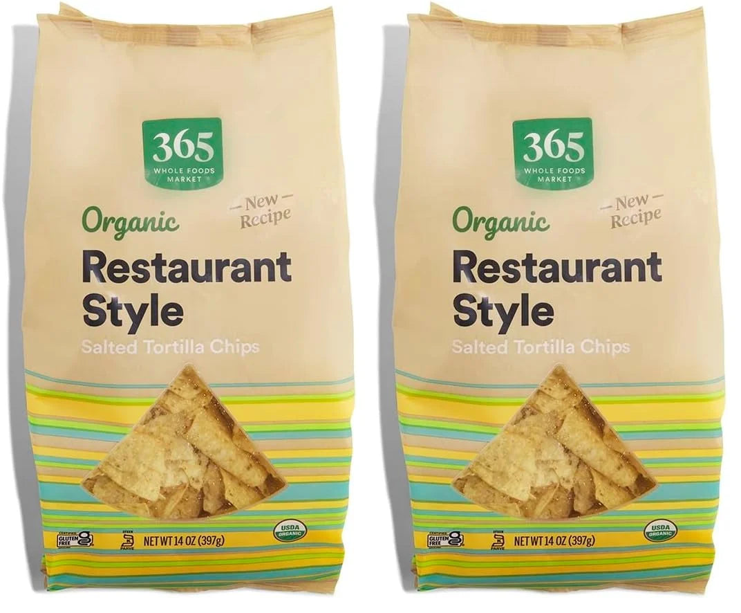 365 by Whole Foods Market, Organic Restaurant Style White Corn Tortilla Chips, 14 Ounce (Pack of 2)