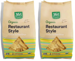 365 by Whole Foods Market, Organic Restaurant Style White Corn Tortilla Chips, 14 Ounce (Pack of 2)